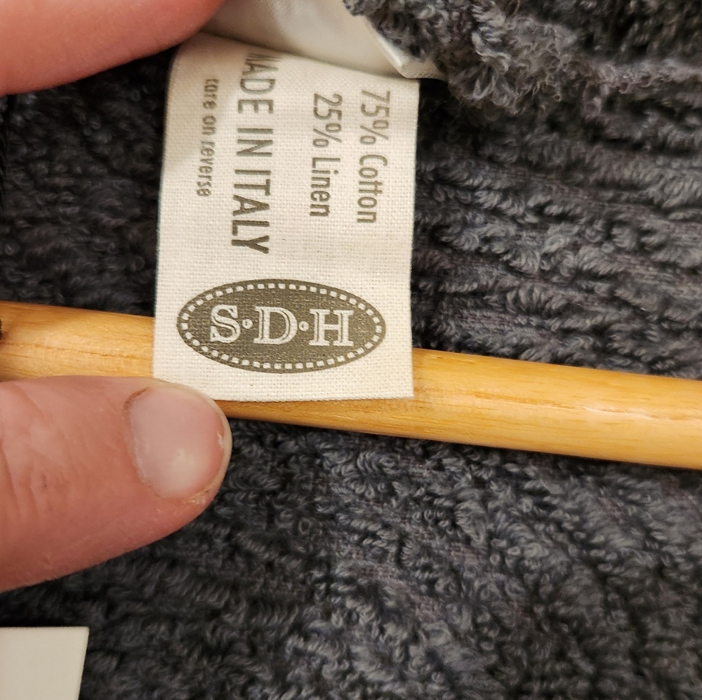 NWT Big Sur Shawl Luxurious Italian Cotton And Linen Bath Robe Grey Size L/XL - Picture 9 of 10